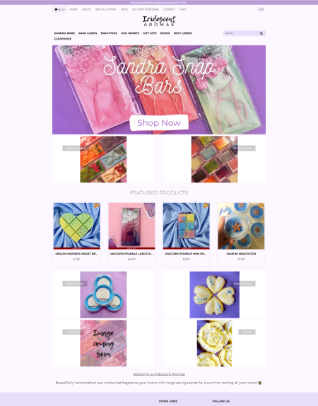 Example of a website selling Wax Melts